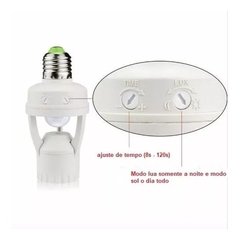 Kit 6 Soquete Sensor De Presença Bocal E27 Movimento 360º - comprar online