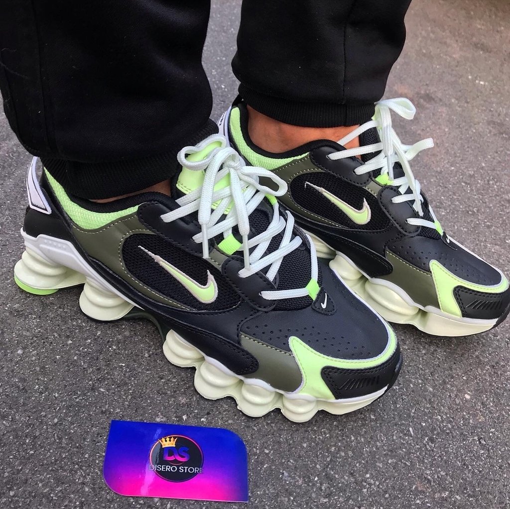 nike shox tl preto e verde
