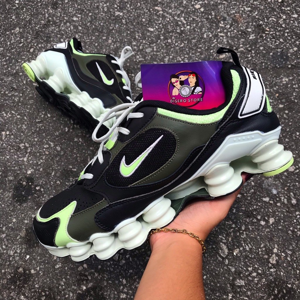 nike shox tl preto e verde