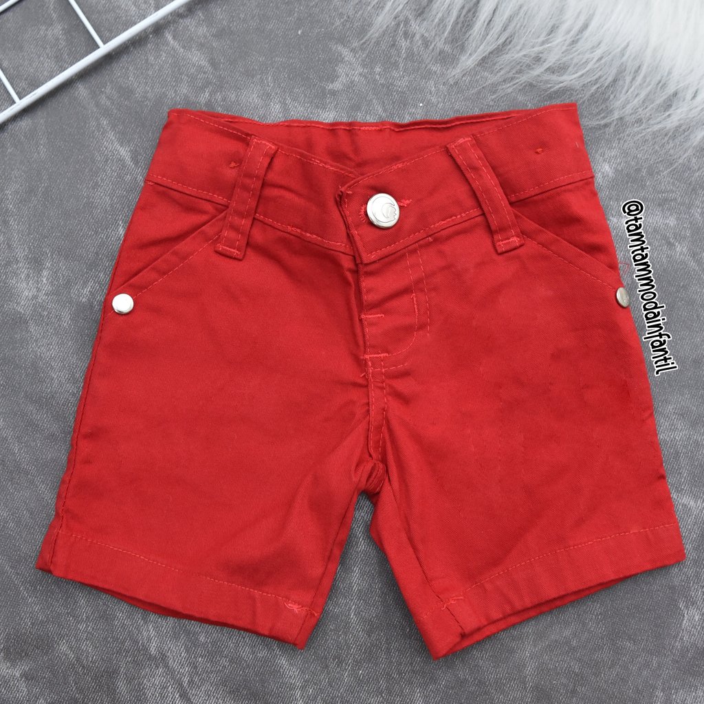 Short Jeans Vermelho - Comprar em Tam Tam Moda Infantil