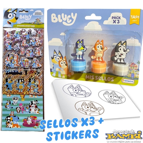 COMBO STICKERS y SELLOS BLUEY