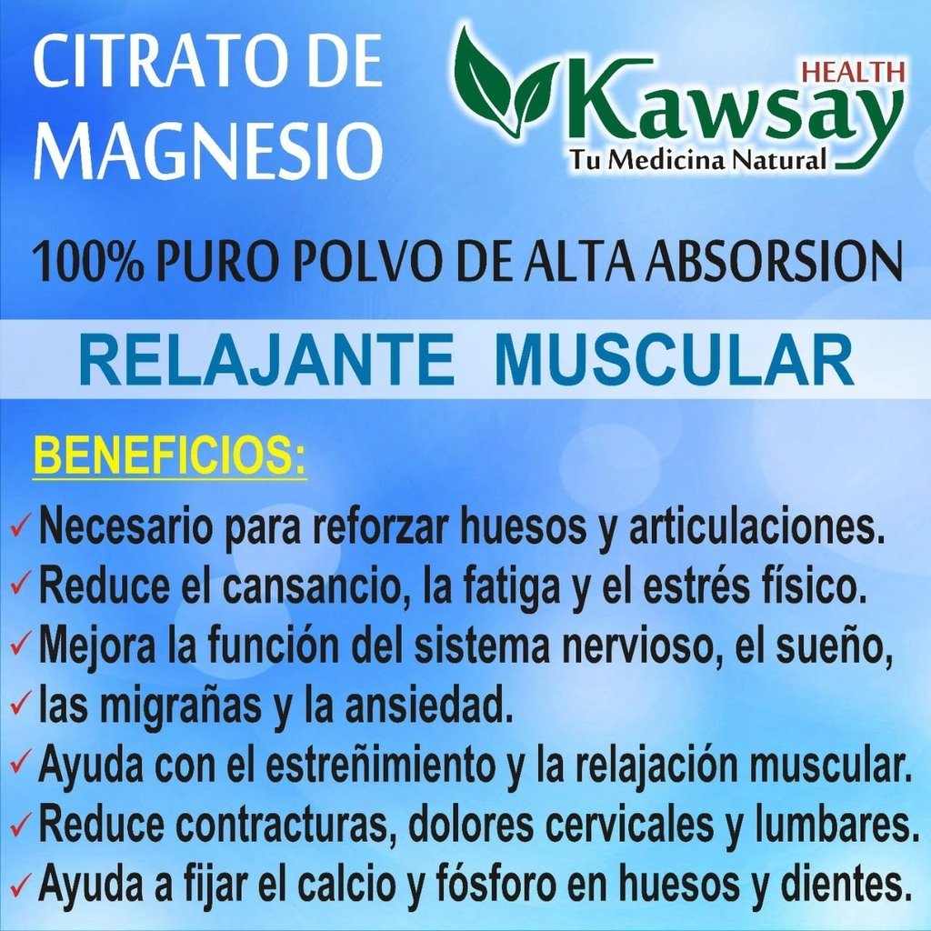 Citrato de magnesio - Comprar en Kawsay Health
