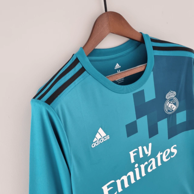 Camisa Real Madrid III 2017/18 Retrô Manga Longa - Azul