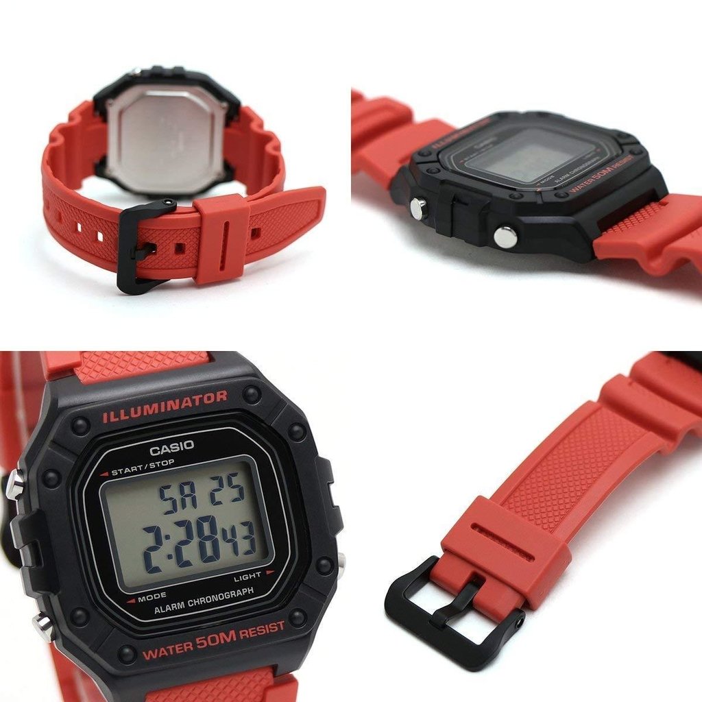 Relógio Casio Illuminator Digital W-218H-4BVDF - Vermelho e Preto
