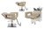 Kit Salão de Beleza 2 Cadeiras Reclináveis Quadrada + 1 Lavatório Moderna Inox