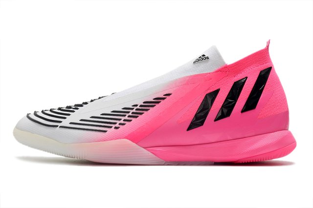 Chuteira de Futsal Adidas Predator Edge+ Rosa e Branco