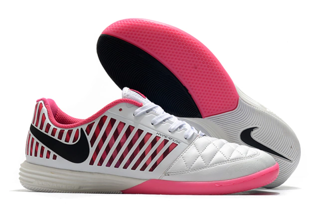 Chuteira Futsal Nike Lunar Gato II Branco e Rosa