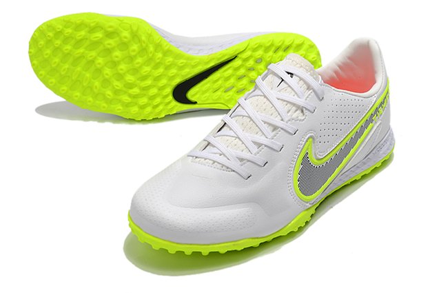 Chuteira Society Nike Tiempo Legend 9 Pro Branco e Verde Limão
