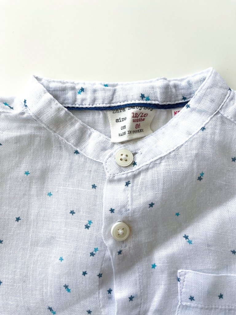 Camisa Zara Bebe Niño Blanca Con Estrellas Talle 12-18 M