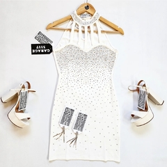 Vestido importado Evelyn brillo blanco - tienda online