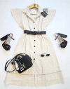 Vestido Romantik de lino abotonado con cinturón - comprar online