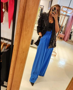 Palazzo leonor crep con lazo azul - comprar online