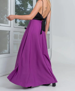 Maxi falda Nata crep sastrero con bolsillos violeta - comprar online