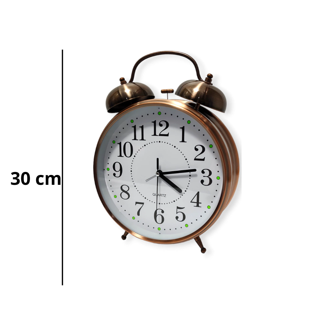 Reloj Despertador Grande Analógico Metal Campana Vintage