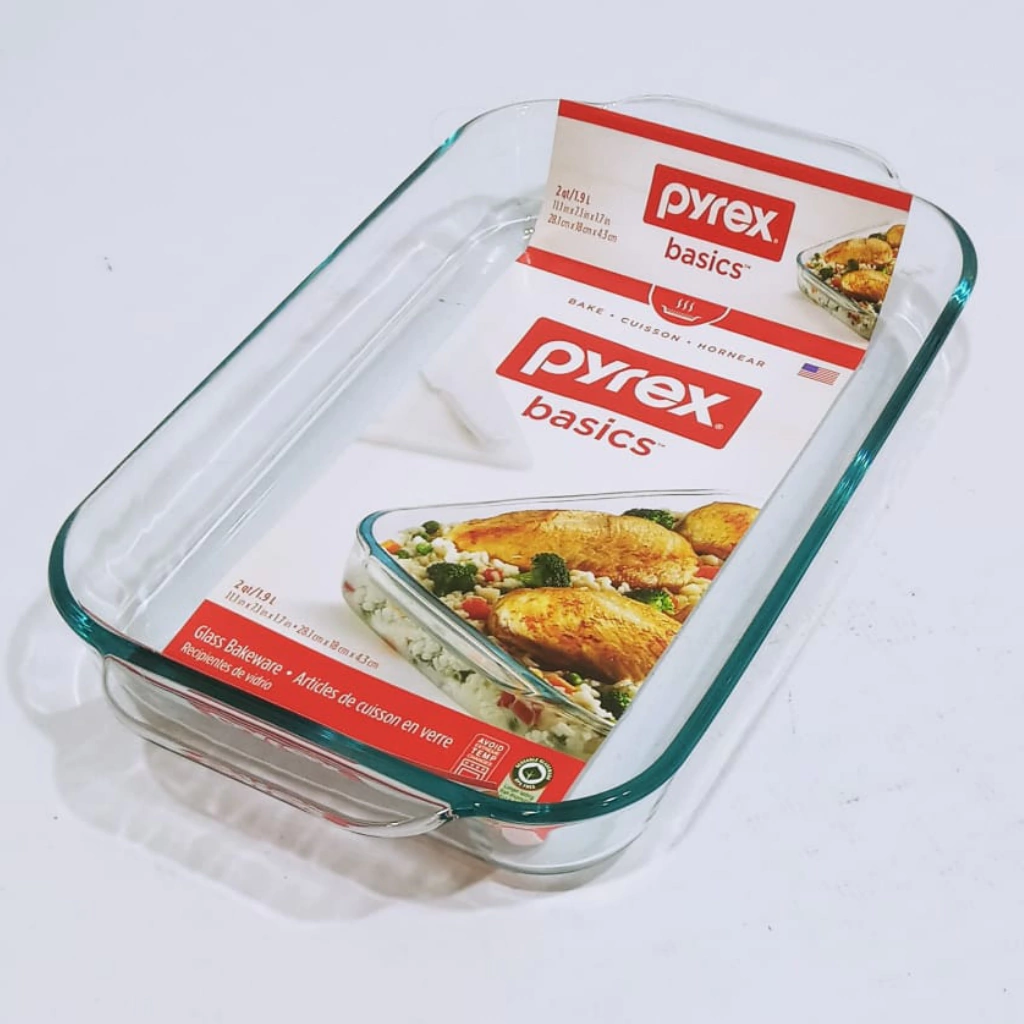 Pyrex Basics - Juego de 2 platos para hornear de vidrio transparente  oblongo, paquete Value-Plus fabricado en los Estados Unidos