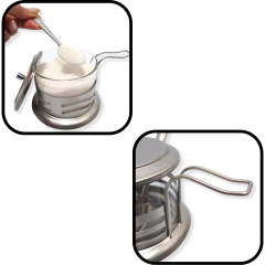 Azucarera Vidrio Tapa Cucharita Quesera Acero Inoxidable - pachos
