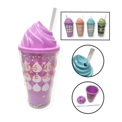 Vaso Sorbete Reutilizable Bebida Tapa Helado Acrilico