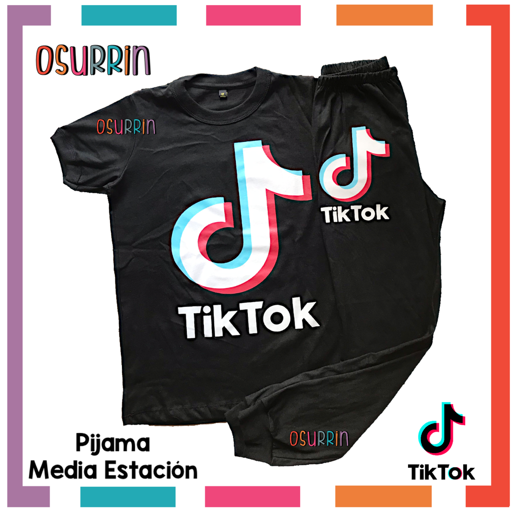 Pijama media estación Tik Tok Remera manga corta + Pantalón largo