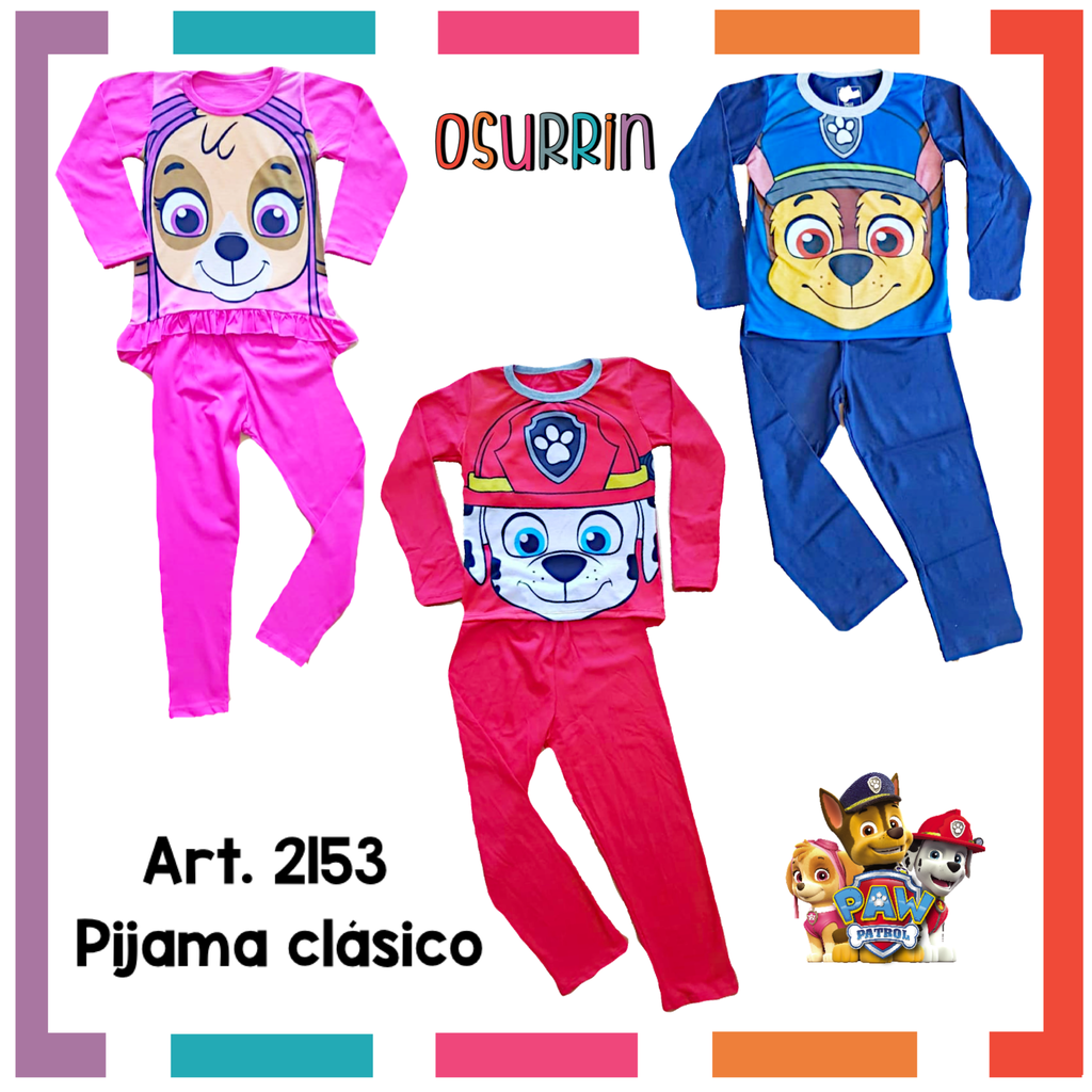 Pijama PAW PATROL / PATRULLA CANINA estampa SUBLIMADA. Algodón peinado  premium. T4 al 10, Chase / Marhsall / Skye