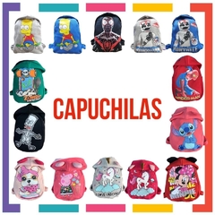 CAPUCHILAS - Mochilas tipo chaleco con capucha estampa personajes.
