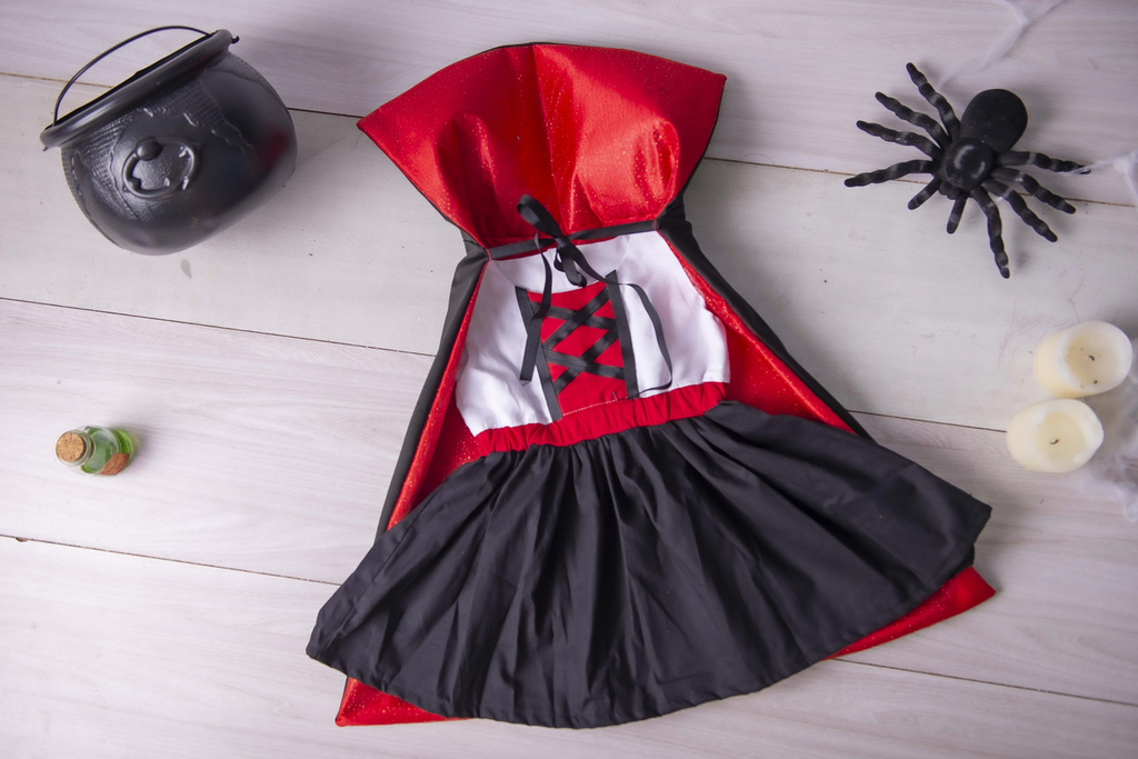 Fantasia Vampiro Feminina Infantil Luxo Com Capa Removível