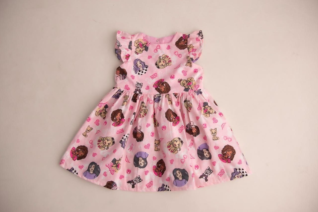 Vestido Infantil Barbie - Vichy Rosa - Little Closet