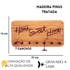 Imagem do Porta Chaves de Madeira Rústico Home Sweet Home