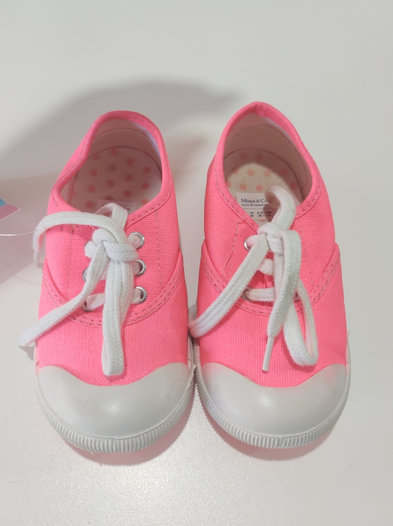 SEGUNDA SELECCIÓN - ZAPATILLAS MIMO - NRO 24 (16 CM DE PLANTILLA) - LONA  ROSA FLUOR