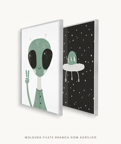 Conjunto com 2 Quadros Decorativos - ET + Nave Espacial - loja online