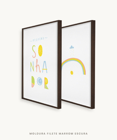 Conjunto com 2 Quadros Decorativos - Pequeno Sonhador + Arco-íris Nuvem Sol - loja online