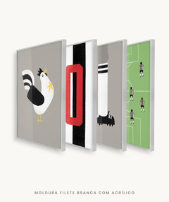 Conjunto com 4 Quadros Decorativos - Galo - Futebol na internet