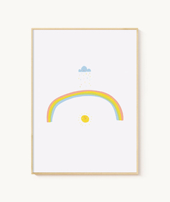 Quadro Decorativo Infantil Arco-Íris Nuvem e Sol