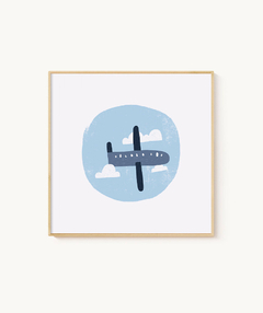 Quadro Decorativo Infantil Avião Nuvem - Quadrado
