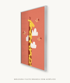 Quadro Decorativo Infantil Girafa - Fundo Rosa - loja online
