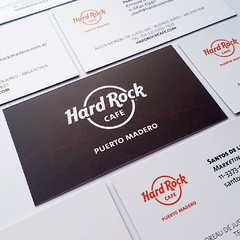 Tarjetas Personales clásicas 5x9 cm. con laminado mate para Hard Rock Cafe Puerto Madero