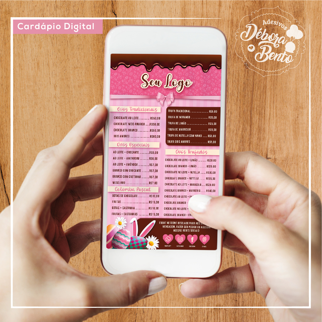 Cardapio Digital Pascoa Adesivos Debora Bento