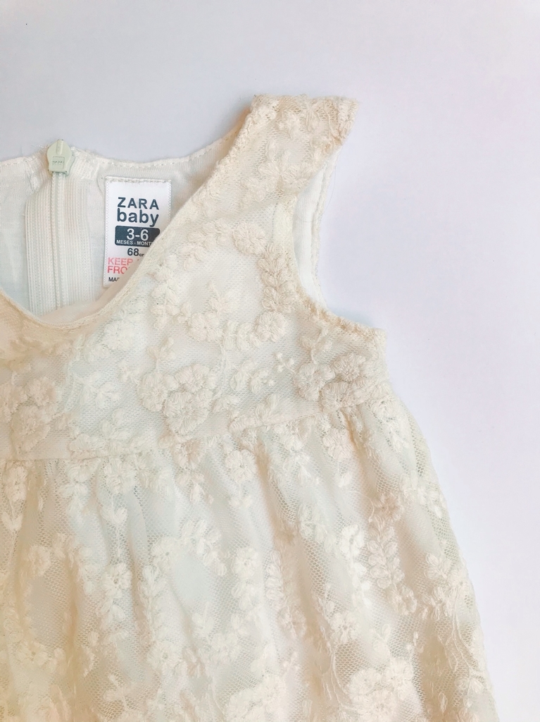 vestido encaje blanco zara talle 3 6meses