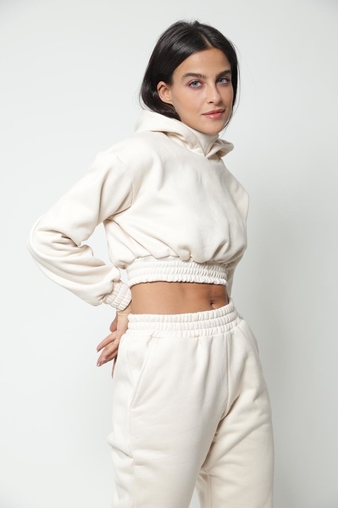 beige christy moletom com capuz