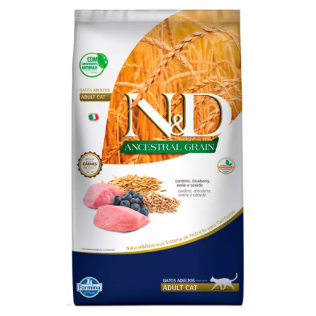 Ração Farmina N&D Ancestral Grain para Gatos Adultos Sabor Cordeiro e