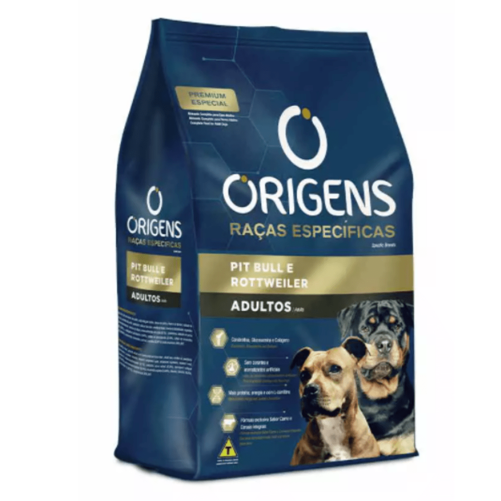 Ração Origens Raças Especificas para Pit Bull e Rottweiler Adultos - 15KG