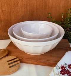 Bowl Mediano Facetado Ceramica Blanco - Vintash Bazar