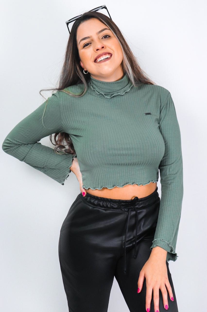 cropped gola alta verde