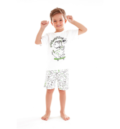 Pijama Up Baby Camiseta com Bermuda em Suedine Skatesaurus - GO GO YO Roupas Infantis