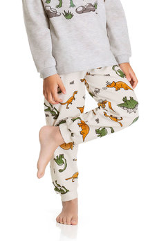Pijama Dadomile em Moletinho Brilha no Escuros Dinos na internet