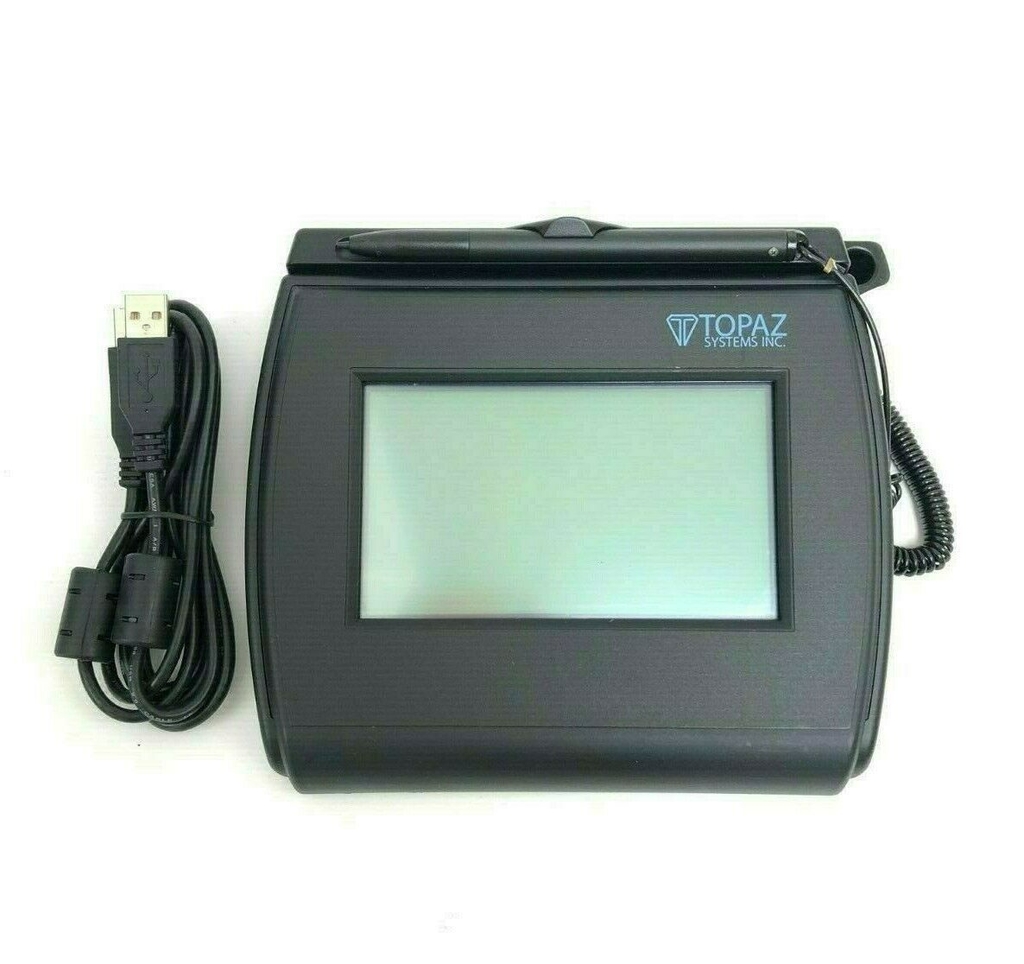 DIGITALIZADOR DE FIRMA TOPAZ T LBK750 BHSB R SIGLITE LCD 4X3¨ DUAL SERIAL/USB SE VE FIRMA EN EL PAD MUESTRA TEXTOS Y GRAFICOS AUTENTICACION DE DATOS T