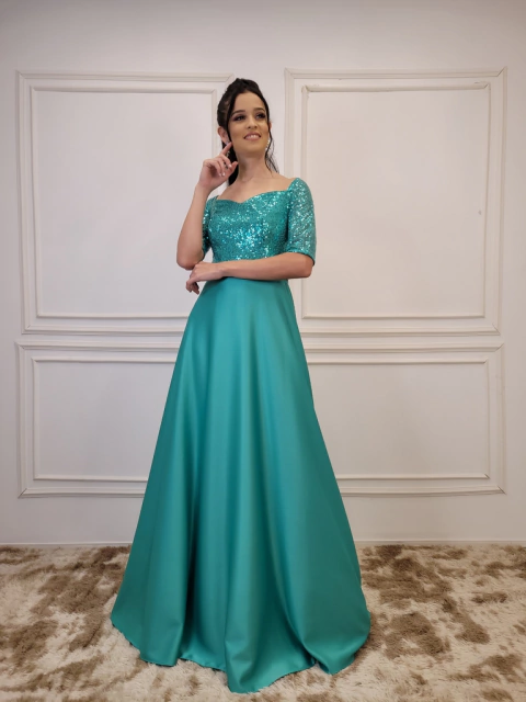 Vestido De Festa Izabel Verde Tiffany