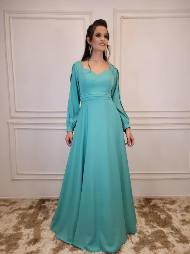 Vestido De Festa Yara Verde Jade / Verde Tiffany Vestido De Festa Yara Verde Jade / Verde Tiffany