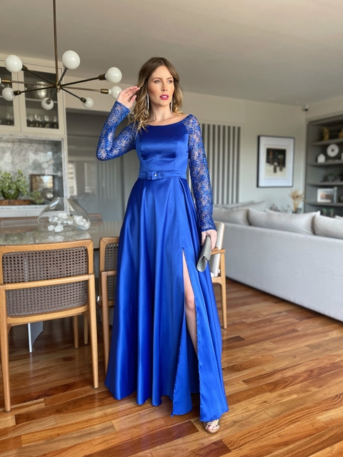 Vestido De Festa Condessa Azul Royal