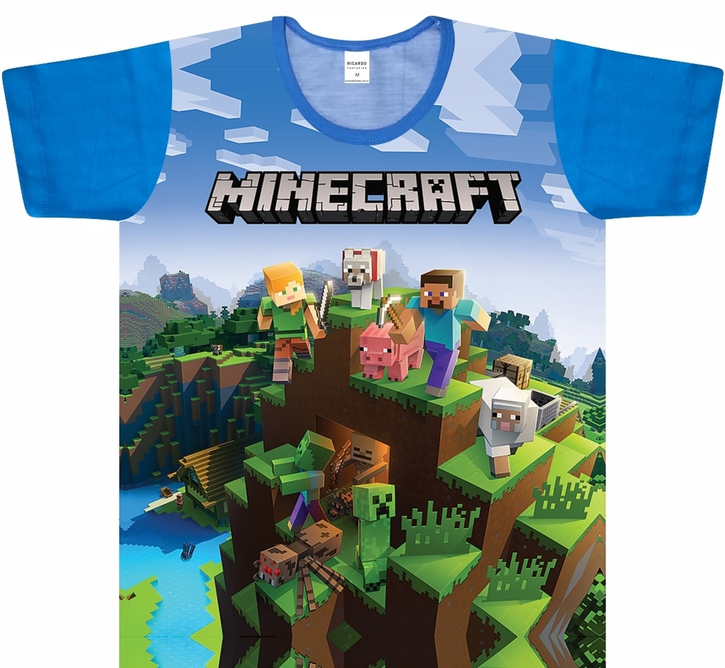 Camiseta Infantil Minecraft 1 e Pokemon