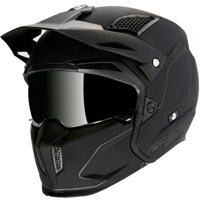 CASCO DESMONTABLE STREETFIGHTER SV SOLID A1 NEGRO MATE MT HELMETS
